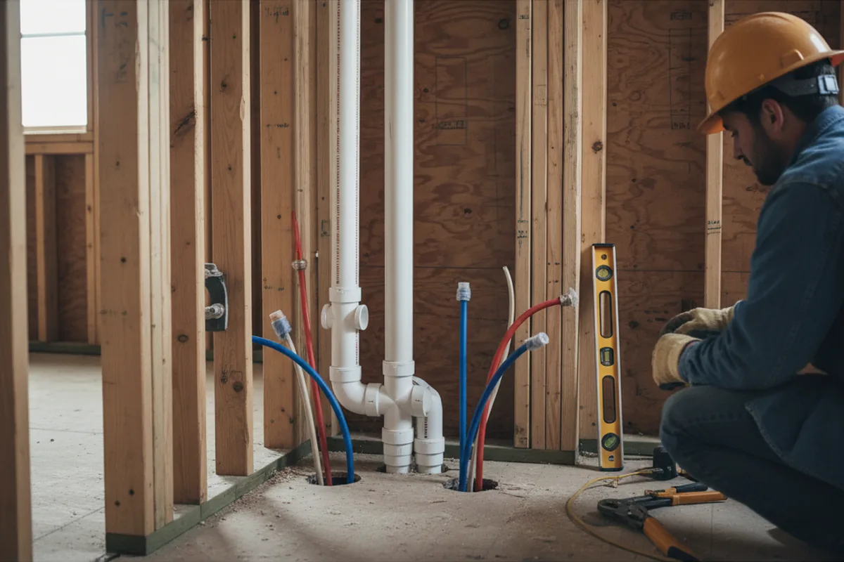 Drain and supply rough-in during Leak Detection in Stanwood